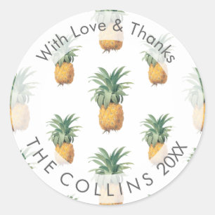 PixDezines Pineapples Love&Thanks Classic Round Sticker