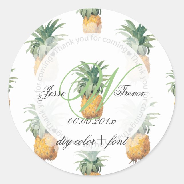 PixDezines Pineapples/Thank You Classic Round Sticker (Front)