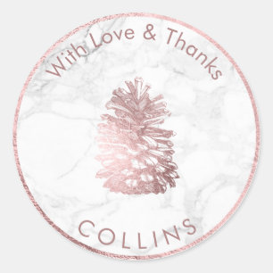 PixDezines PINECONE FAUX ROSE GOLD /DIY BACKGROUND Classic Round Sticker