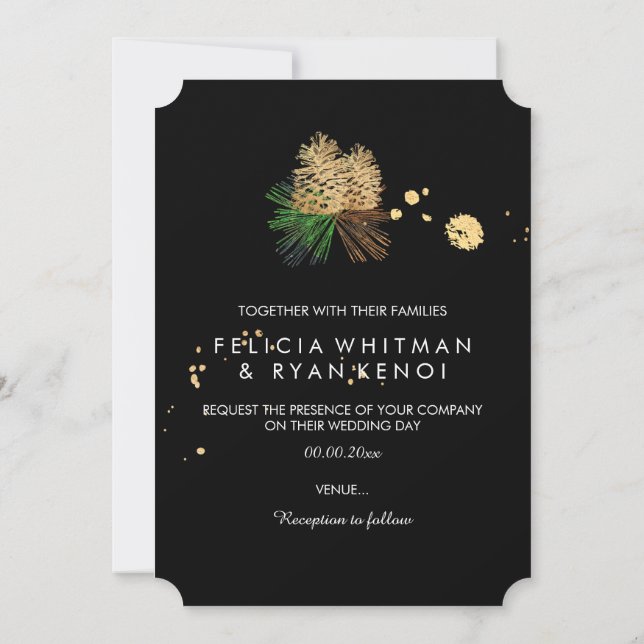 PixDezines pinecones/Faux Gold Foil/DIY background Invitation (Back)