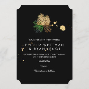 PixDezines pinecones/Faux Gold Foil/DIY background Invitation