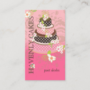 PixDezines Pink + Chocolate Wedding Cake Business Card