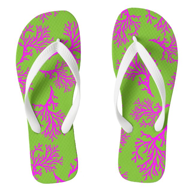 PixDezines pink corals/DIY colours Thongs (Footbed)