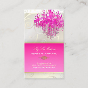 PixDezines PINK CRYSTAL CHANDELIER+CUPCAKE SWIRLS Business Card