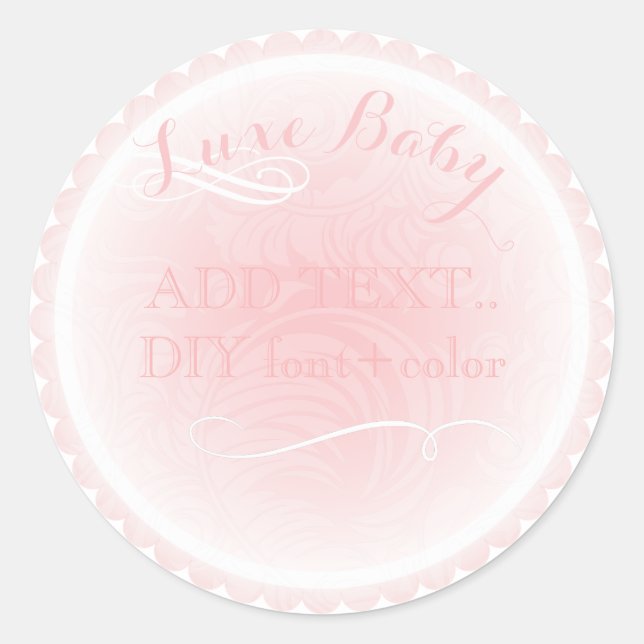 PixDezines pink doillie with scrolls Classic Round Sticker (Front)