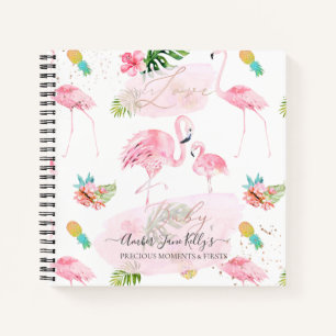 PIXDEZINES PINK FLAMINGOS BABY'S FIRSTS NOTEBOOK