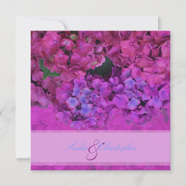 PixDezines Pink/Fuschia Hydrangea Invitation (Front)