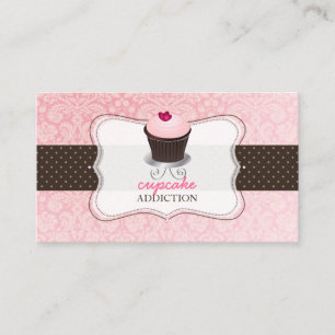 PixDezines pink heart cupcake/pâtisserie Business Card