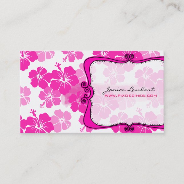 PixDezines pink hibiscus/diy background Business Card (Front)