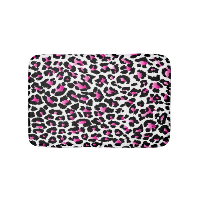 PixDezines pink leopard/DIY background colour Bath Mat (Front)