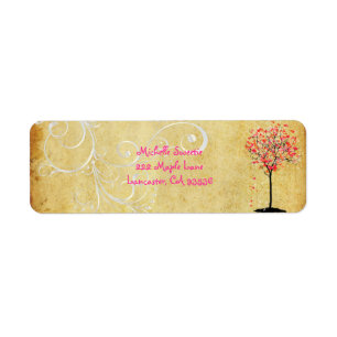 PixDezines Pink Maple Tree Return Address Label