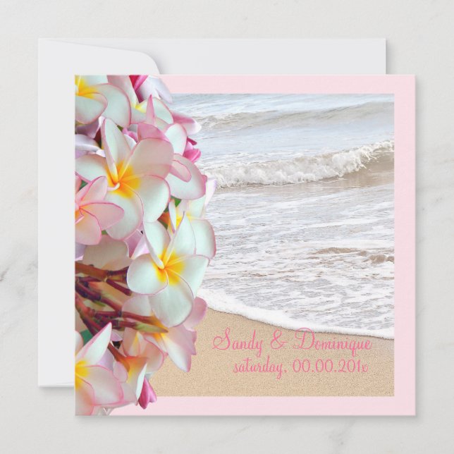 PixDezines pink plumeria/beach/diy background Invitation (Front)