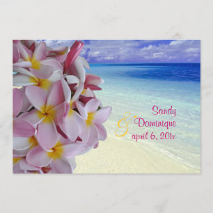 PixDezines Pink Plumeria + Beach Invitation