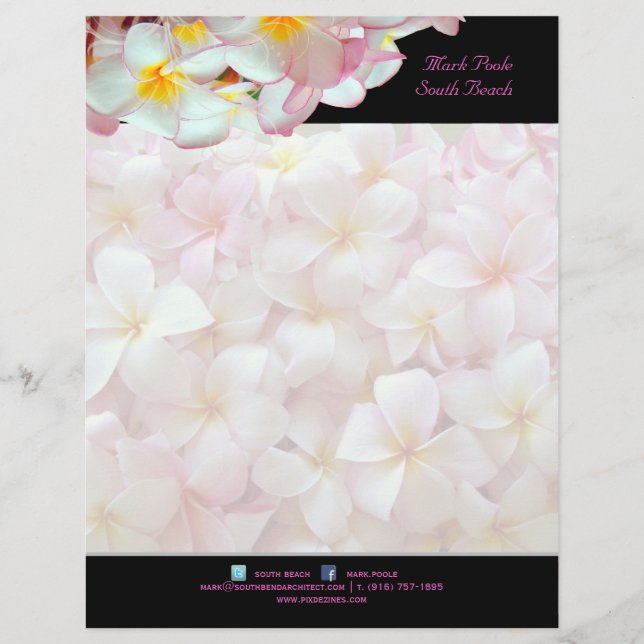 PixDezines pink plumeria/beach stationery/diy colo Customised Letterhead (Front)