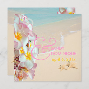 PixDezines Pink Plumeria+Beach/Swirls/Tropical Invitation