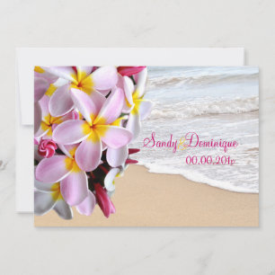 PixDezines pink plumeria lei/beach Invitation