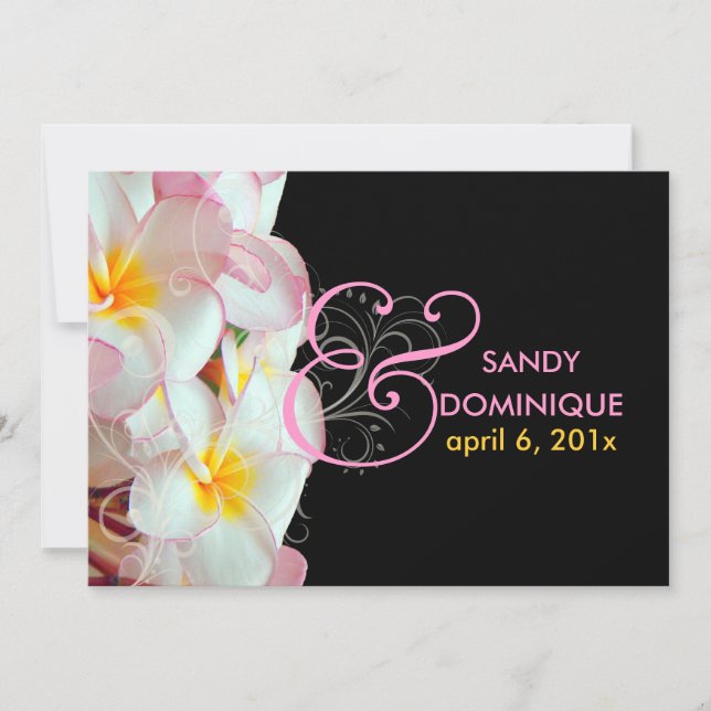 PixDezines Pink Plumeria+swirls/DIY background Invitation (Front)