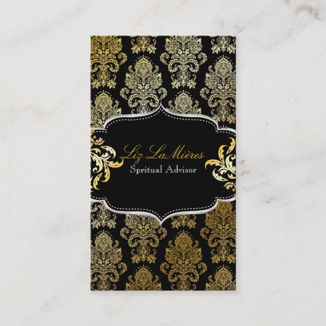 PixDezines Pink Victorian Damask/DIY colour Business Card (Front)
