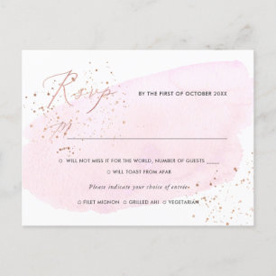 PixDezines Pink Watercolor Calligraphy RSVP w meal Invitation Postcard