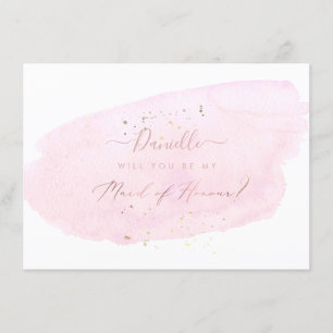 PixDezines Pink Watercolor Will Maid of Honour Invitation