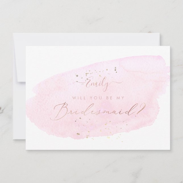 PixDezines Pink Watercolor Will You .. Bridesmaid Invitation (Front)