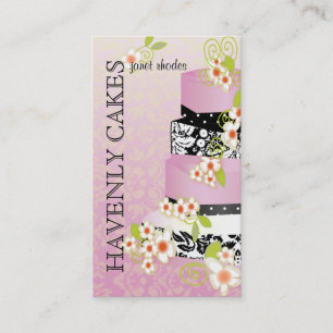 PixDezines pink wedding cake/bakery/diy background Business Card