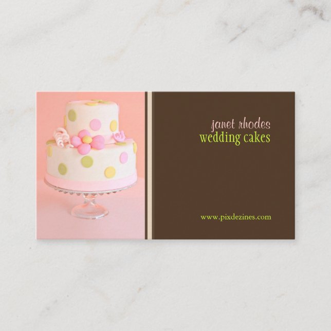 PixDezines Pink Wedding Cakes Business Card (Front)