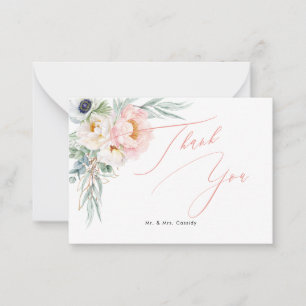 PixDezines Pink White Peonies Thank You Card