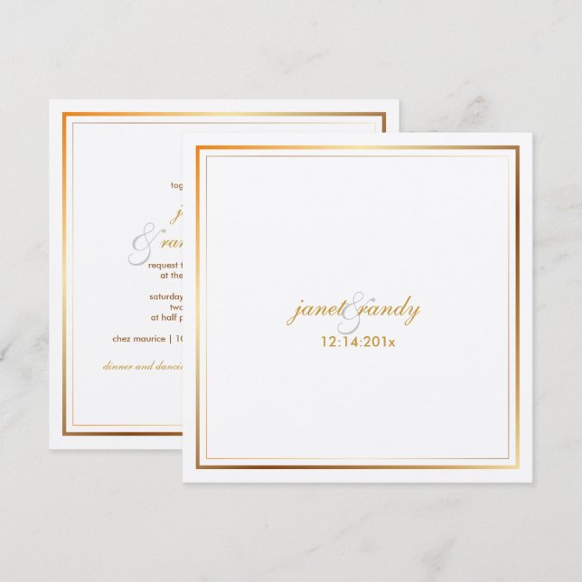 PixDezines plain metallic/diy background colour Invitation (Front/Back)