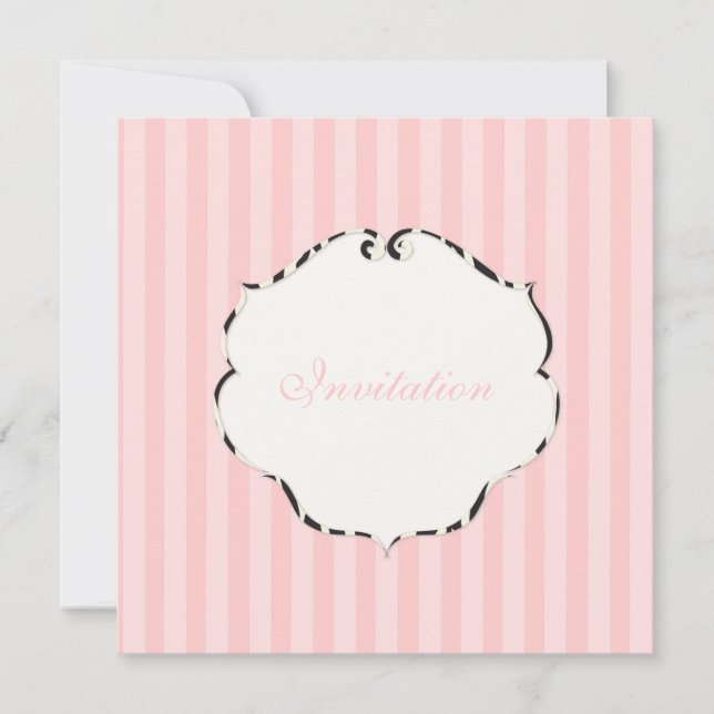 PixDezines Plain stripes/DIY colour/pink Invitation (Front)