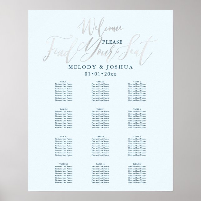 PixDezines Platinum Calligraphy, Seating Chart (Front)