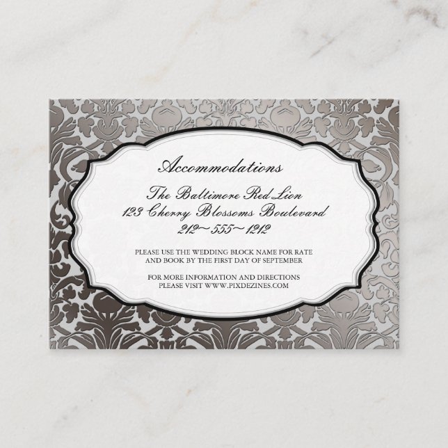 PixDezines platinum flora damask/accommodations Enclosure Card (Front)