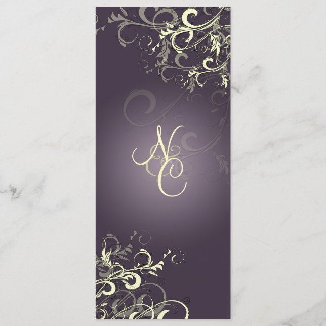 PixDezines PLUM SWIRLS+CREAM WEDDING PROGRAMS (Front)