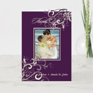PixDezines Plum Swirls Photo Thank You cards