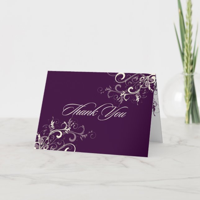 PixDezines Plum Vanilla Swirls Thank You cards (Front)