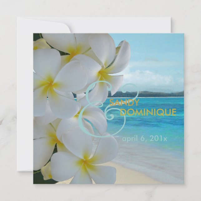 PixDezines Plumeria Lei /beach/tropical wedding Invitation (Front)