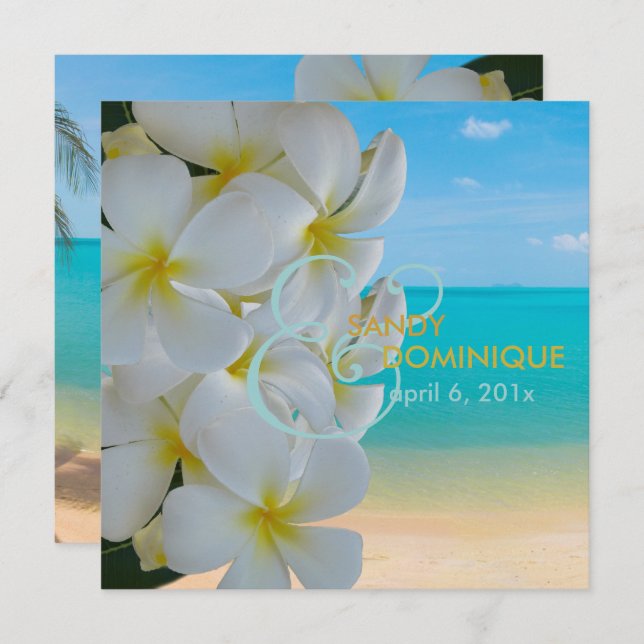 PixDezines Plumeria Lei/beach/tropical wedding Invitation (Front/Back)