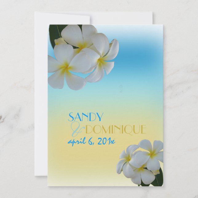 PixDezines PLUMERIA/OCEAN MIST/BEACH WEDDING Invitation (Front)