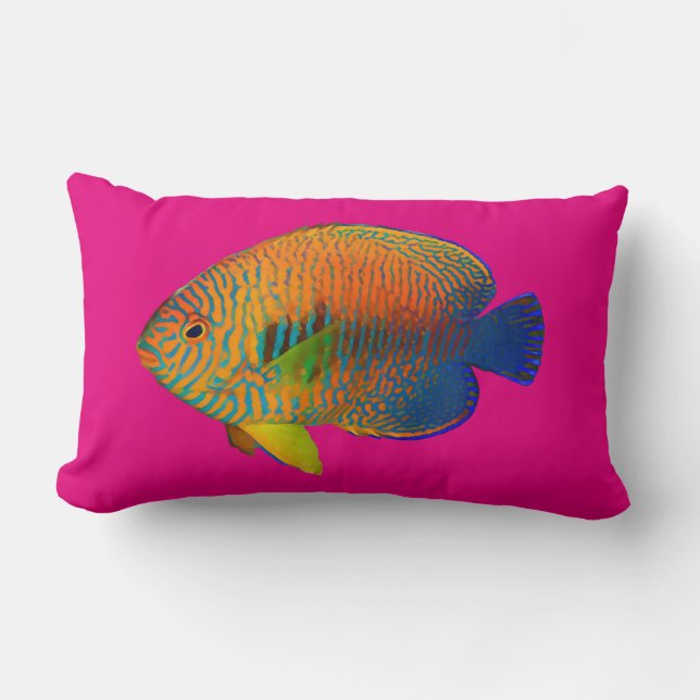 PixDezines potter's angelfish/diy background Lumbar Cushion (Front)