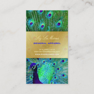 PixDezines Proud Peacock Feather for longevity Business Card