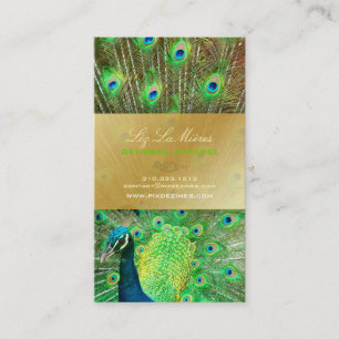 PixDezines Proud Peacock Feather for longevity Business Card