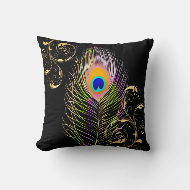 PixDezines psychedelic peacock/diy background Cushion (Front)