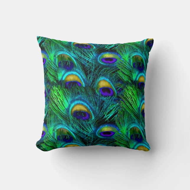 PixDezines psychedelic peacock/diy background Cushion (Front)