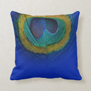 PixDezines psychedelic peacock eye/cobalt+red Cushion