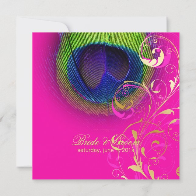PixDezines psychedelic peacock eye/hot pink Invitation (Front)