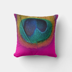 PixDezines psychedelic peacock eye/pink+lime Cushion