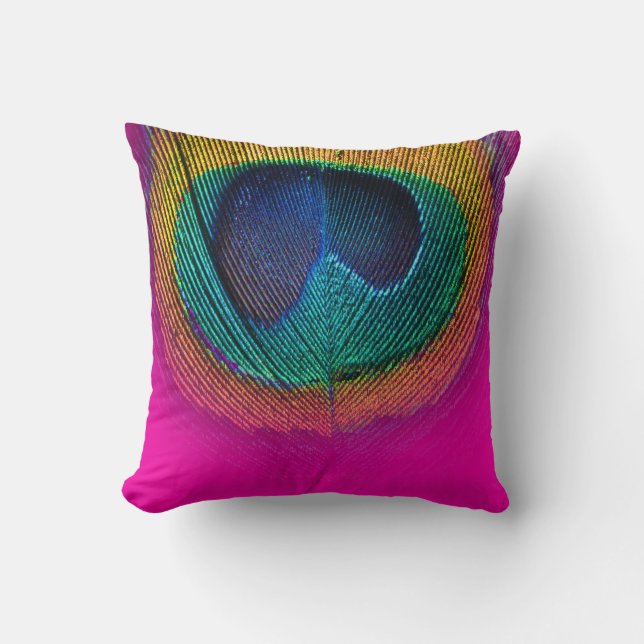 PixDezines psychedelic peacock eye/pink+lime Cushion (Front)