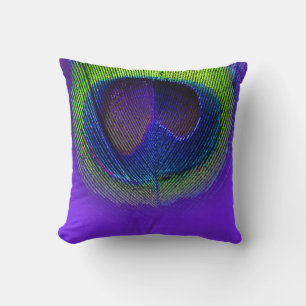 PixDezines psychedelic peacock eye/purple+lime Cushion