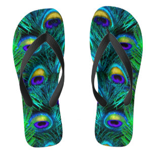 PixDezines PSYCHEDELIC PEACOCK FEATHER, COBALT Thongs