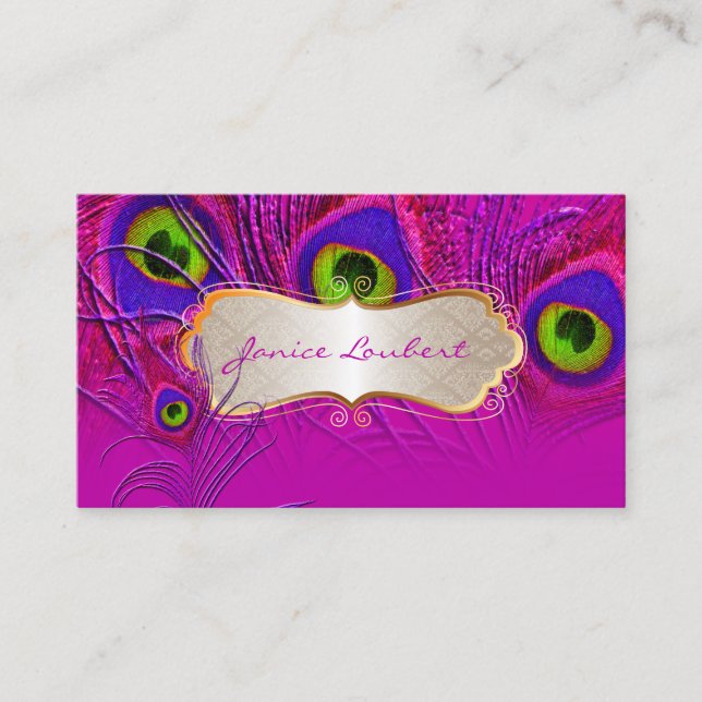 PixDezines psychedelic peacock+gold trim label Business Card (Front)